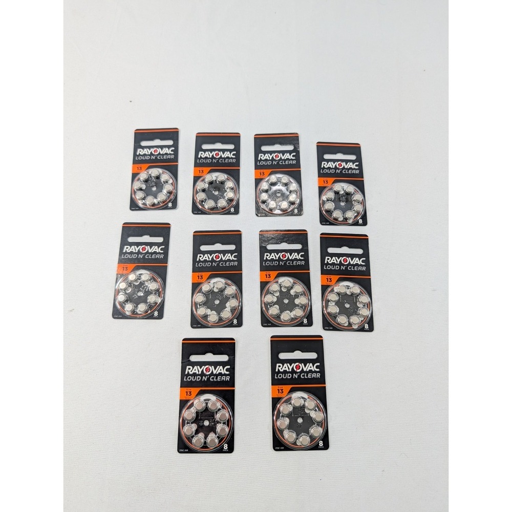 80 Batteries Rayovac Size 13 Loud N Clear Hearing Aid (10 Packs Of 8) Exp Nov/25